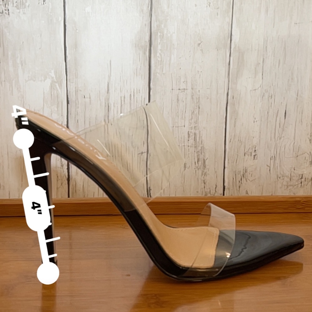 🤩 BRAND NEW 🤩 POINTED TOE HEELS - TRANSPARENT STRAP - STILETTO - SLIP ON MULE